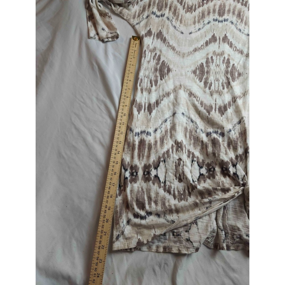 Express Shirt Womens Large Brown Tie Dye Tunic Short Sleeve Scoop Neck Casual - Picture 2 of 7